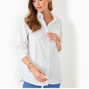 NWT $148 Lilly Pulitzer Relaxed Lilly Shirt White Size XS Resort White